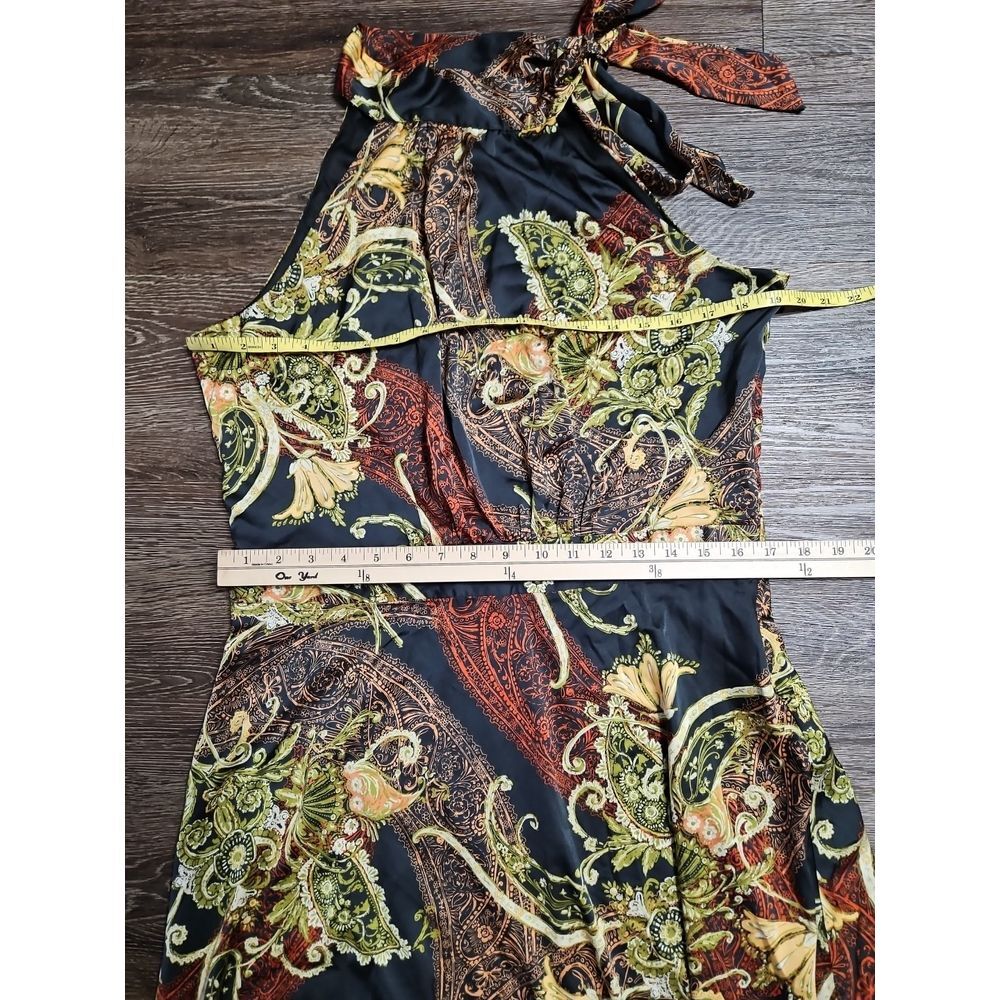 Tahari Women Halter‎ Side Tie Neck Paisley Maxi Dress Size 14 Sleeveless - Picture 8 of 11